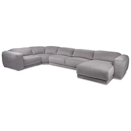 Contemporary 4-Seat Sectional Sofa with Left Arm Sitting Chaise and Adjustable Height Back Cushions